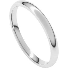 2 MM Half Round Light Comfort Fit Platinum Wedding Band