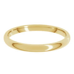 14k Gold 2mm Comfort Fit Lightweight Half Round Wedding Band