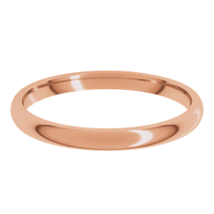 14k Gold 2mm Comfort Fit Lightweight Half Round Wedding Band