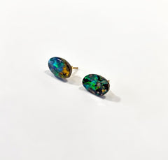 Australian Boulder Opal Stud Earrings in 14K Solid Gold