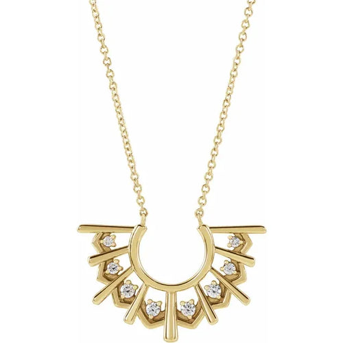 14K Gold Diamond Fan Necklace