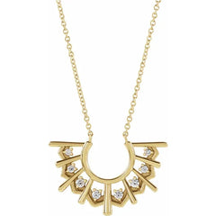 14K Gold Diamond Fan Necklace