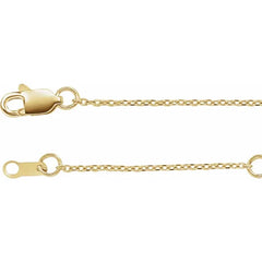 14K Diamond Cut Cable Chain 1mm with Lobster Clasp #CH1101