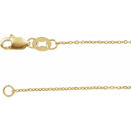 14K Diamond Cut Cable Chain 1mm with Lobster Clasp #CH1101