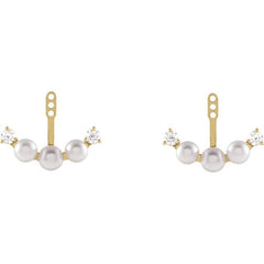 Cultured Akoya Pearl & 1/4 CTW Natural Diamond Earring Jackets