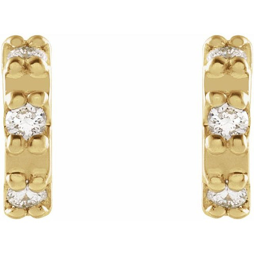 14K Gold Natural Diamond 3D Half Moon Earrings