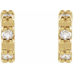 14K Gold Natural Diamond 3D Half Moon Earrings