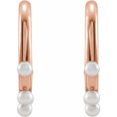 14K Gold Cultured Seed Pearl Hoop Earrings
