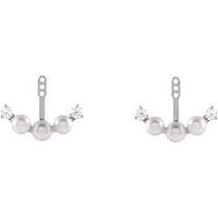 Cultured Akoya Pearl & 1/4 CTW Natural Diamond Earring Jackets