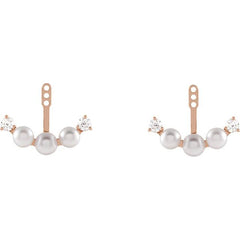 Cultured Akoya Pearl & 1/4 CTW Natural Diamond Earring Jackets