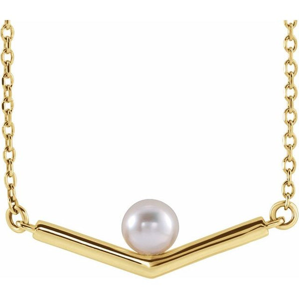 New Akoya Natural Round 6-7mm White Pearl Necklace 16 Yellow Gold Plated