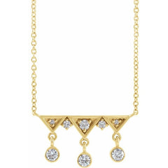 14K Gold 1/5 CTW Natural Diamond Fringe Bar 18" Necklace