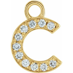 14K Gold Petite Pavé® .04 CTW Natural Diamond Initial Dangle