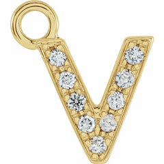 14K Gold Petite Pavé® .04 CTW Natural Diamond Initial Dangle