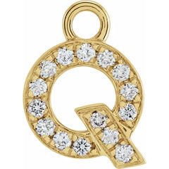 14K Gold Petite Pavé® .04 CTW Natural Diamond Initial Dangle