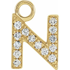 14K Gold Petite Pavé® .04 CTW Natural Diamond Initial Dangle