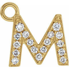 14K Gold Petite Pavé® .04 CTW Natural Diamond Initial Dangle