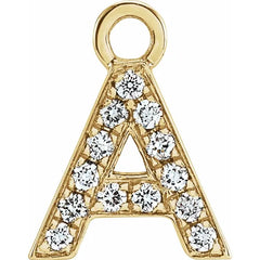 14K Gold Petite Pavé® .04 CTW Natural Diamond Initial Dangle