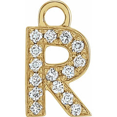 14K Gold Petite Pavé® .04 CTW Natural Diamond Initial Dangle