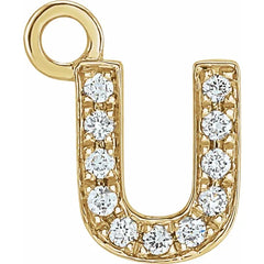 14K Gold Petite Pavé® .04 CTW Natural Diamond Initial Dangle