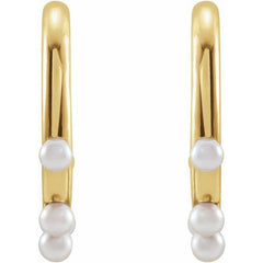 14K Gold Cultured Seed Pearl Hoop Earrings