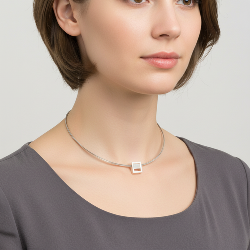 Sterling Silver Square Pendant Necklace