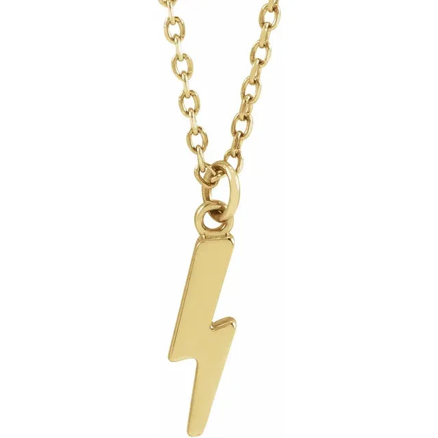 14K Gold Lightening Bolt Pendant Necklace