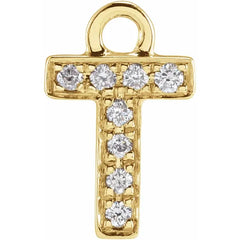 14K Gold Petite Pavé® .04 CTW Natural Diamond Initial Dangle