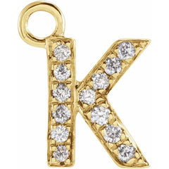 14K Gold Petite Pavé® .04 CTW Natural Diamond Initial Dangle