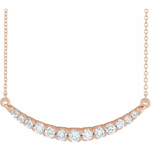 14K Gold 3/4 CTW Lab-Grown Diamond French-Set Bar Necklace