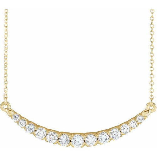 14K Gold 3/4 CTW Lab-Grown Diamond French-Set Bar Necklace