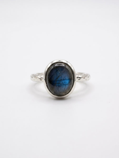 Oval Labradorite 14K White Gold Ring - Custom
