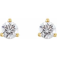 14K Gold 1/3 CTW Diamond Studs GH Color I1 Clarity 3-Prong Basket Mounting Threaded Post Earrings