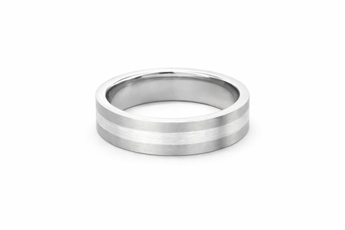 Cobalt Sterling Silver Inlay Flat 6mm Brushed Band