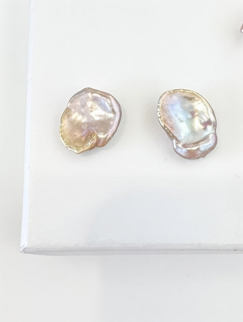 Large Keshi Pearl Gold-filled Post Earrings