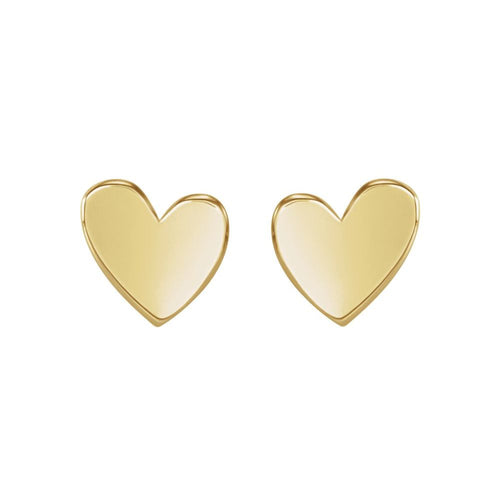 14K Yellow Asymmetrical Heart Earrings