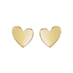 14K Yellow Asymmetrical Heart Earrings