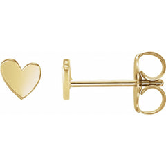 14K Yellow Asymmetrical Heart Earrings