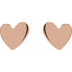 14K Yellow Asymmetrical Heart Earrings