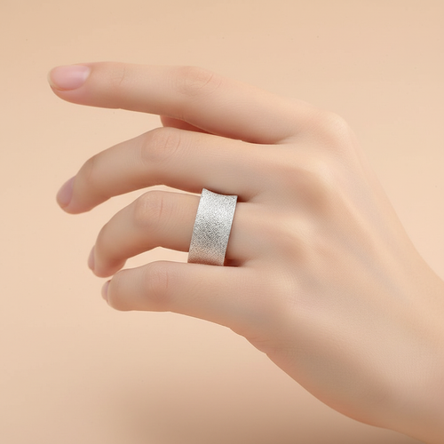 Concave Laser Cut 10 MM Wide Silver Ring