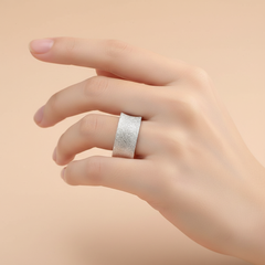 Concave Laser Cut 10 MM Wide Silver Ring