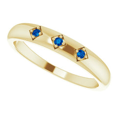 Natural Trio Blue Sapphire Stackable Ring