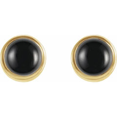 14K Gold Natural Onyx Bezel-Set Stud Earrings
