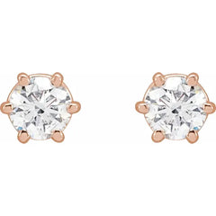 14K Yellow 1/2 CTW Natural Diamond 6-Prong GH Color, SI 2-3 Clarity Friction Post Stud Earrings