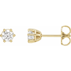 14K Yellow 1/2 CTW Natural Diamond 6-Prong GH Color, SI 2-3 Clarity Friction Post Stud Earrings