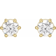 14K Yellow 1/2 CTW Natural Diamond 6-Prong GH Color, SI 2-3 Clarity Friction Post Stud Earrings