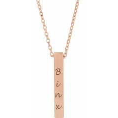 Engravable Four-Sided Vertical Bar Necklace