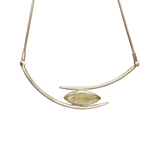 Rutilated Quartz Ellipse Adjustable Necklace