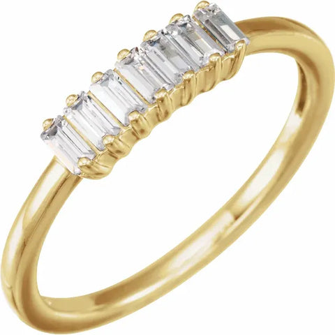 14K Yellow 1/8 CTW Diamond Deco Style Stackable Ring