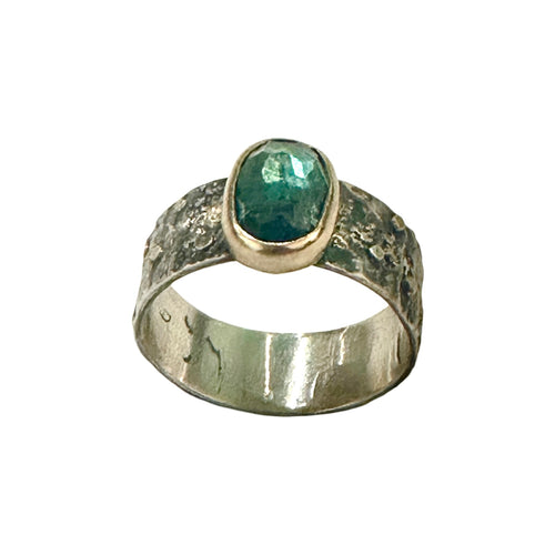 Rose Cut Indicolite Blue Tourmaline Stone Ring